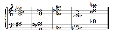 The first five chords in *Répons*' Introduction. (Measure
1)