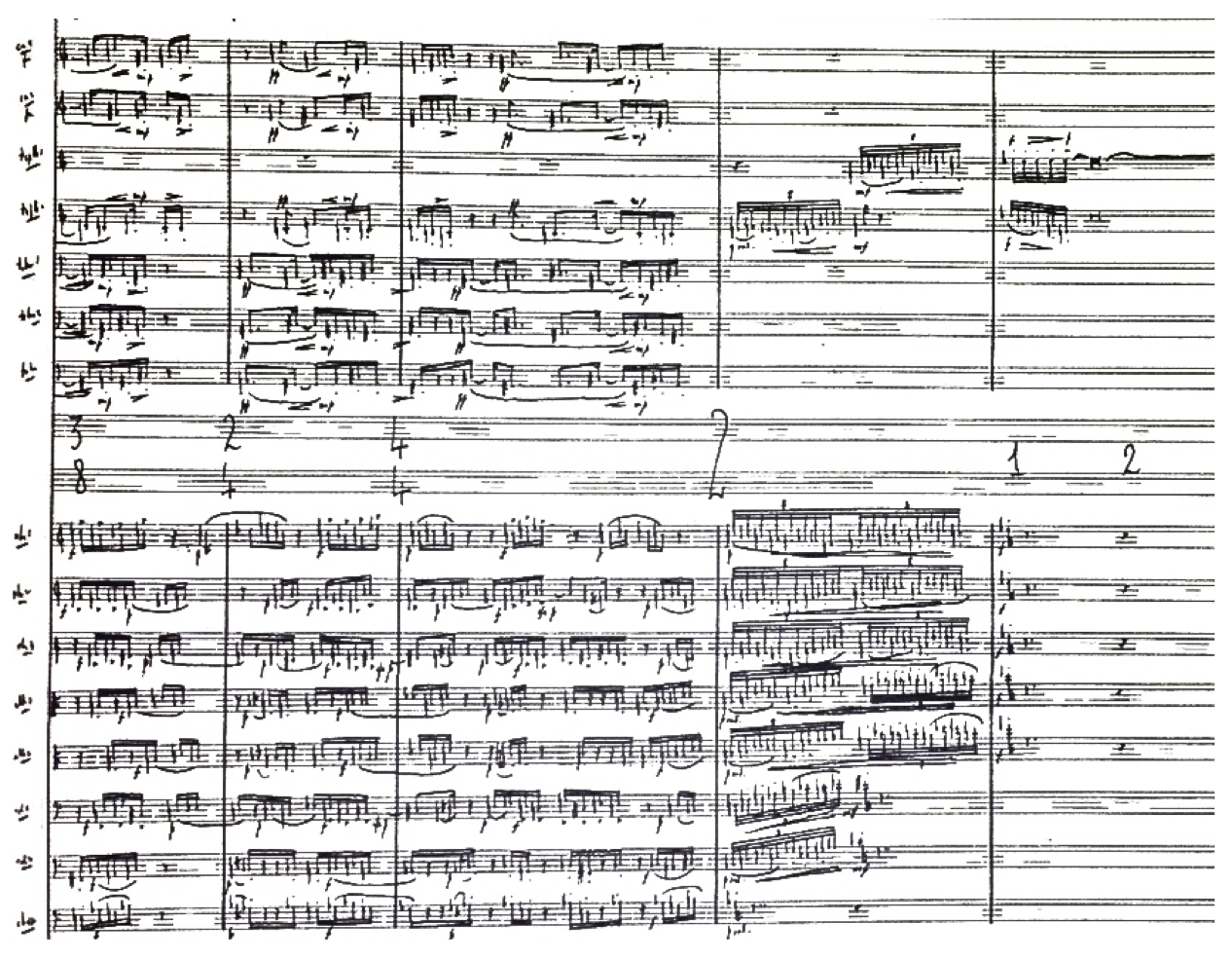 Repetitive notes as signal (last measure of
graphic)